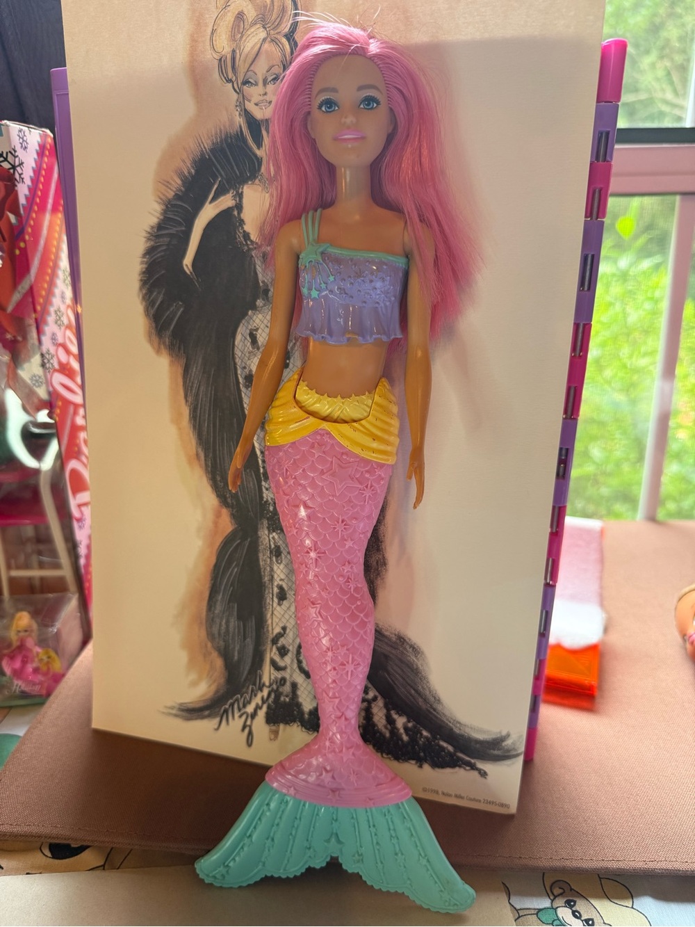 Barbie Pink-Haired Mermaid Doll with Purple Top and Teal Tail